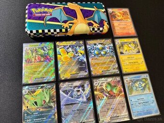 Pokemón MEGA EX balík A: 6x EX + 3x rare + Charizard darček