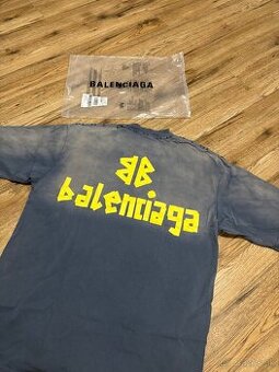 Balenciaga gray yellow tee L