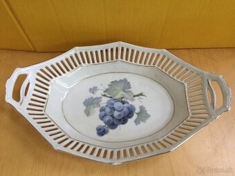 Starozitny vintage antik prerezavany kosik misa tacka motiv