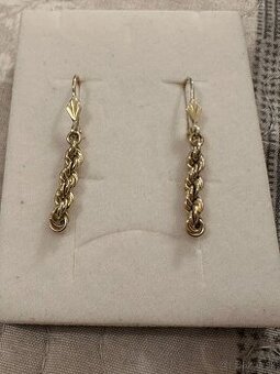 dámske zlaté visiace náušnice 14 kt zlato - 1