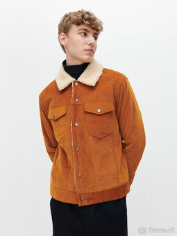 Menčestrová bunda s kožúškom sherpa veľ. XXL