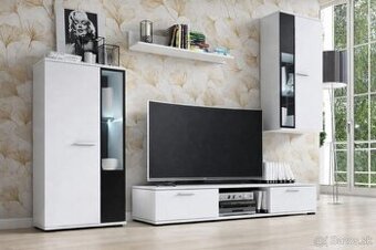 Obývacie zostavy biely mat a dub sonoma