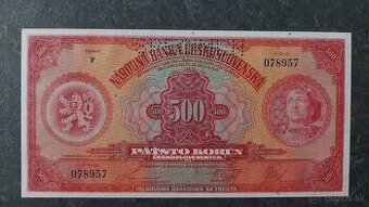 500 Kč 1929, stav N (UNC)