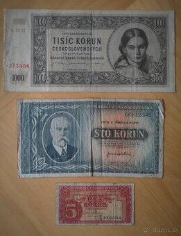 Predám československé bankovky z.r. 1945-49, aj jednotlivo.