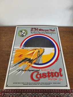 Retro smaltovaná cedula: Castrol Golden Arrow – Rekord 231 M