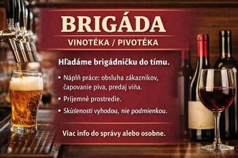 Hľadáme brigádničku do tímu pivoteky a vinotéky