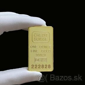Pozlátená zlatá zberateľská tehlička - CREDIT SUISSE - 1