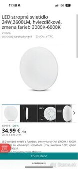 V-TAC LED stropné svietidlo 24W, 2600LM