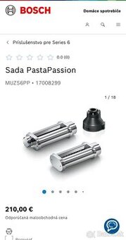 Nadstavec na cestoviny Bosch MUZS6PP mum6 kuchynský robot