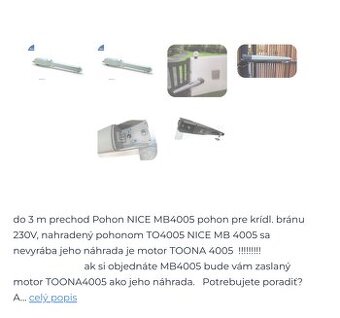 Predam pohon Brany Nice MB 4005