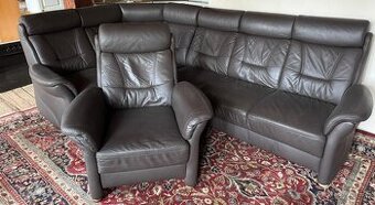 Rohová kožená sedačka s křeslem,5444