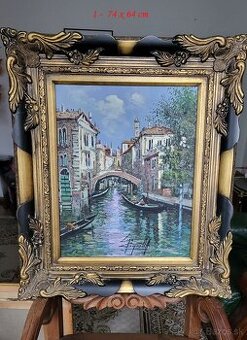 Obraz Benátky- rustikálny zlatý rám