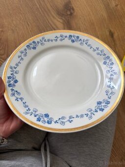 Porcelán Thun Athos – 6 ks tanierov, modré kvety, zlatenie