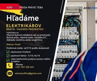 HĽADÁME ELEKTRIKÁROV DO NEMECKA 🇩🇪