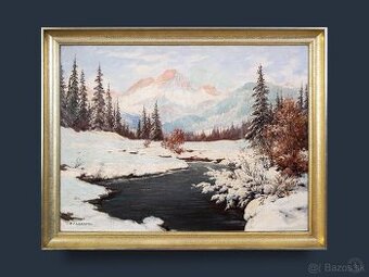 Zimné hory, sign.Strasser, 900 × 700 mm