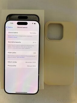 IPHONE 15 PRO WHITE TITANIUM 128GB ZÁRUKA - VEĽMI PEKNÝ STAV