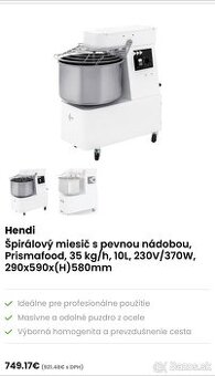 Špirálový miesič cesta Prismafood 10l