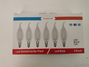 #L0358 LED žiarovky E14 C35 – sada 6 ks