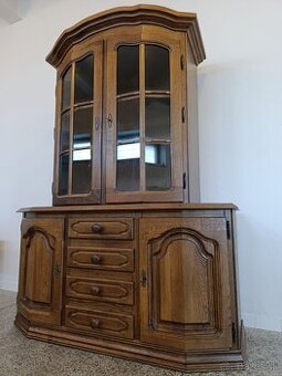 Rustikální příborník, kredenc, komoda + vitrína, masív