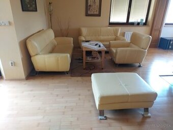 Kožená sedacia súprava 3+2+1+taburetka