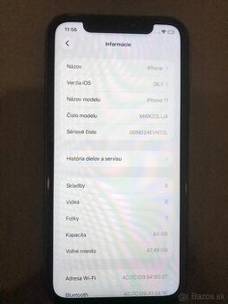 iPhone 11 64GB zachovaly nefunkčné face ID