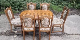Jedálenský masivný stôl+6ks stoliček