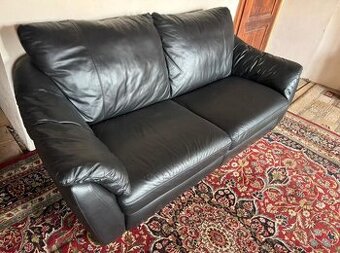 Černá kožená sedačka,5843