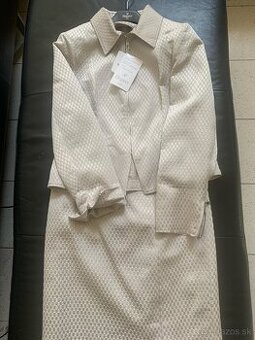 Dámsky kostým, Elegance, č. 38 , nový, béžovo- striebristý