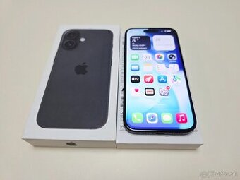 APPLE IPHONE 16 128GB BLACK TOP STAV,ZDRAVIE BATERKY 100%