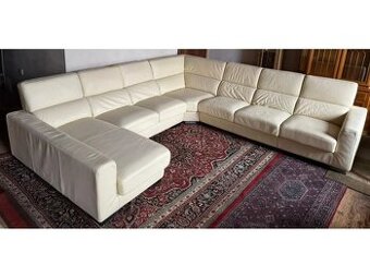 Moderní kožená sedací souprava ve tvaru "U", 3299