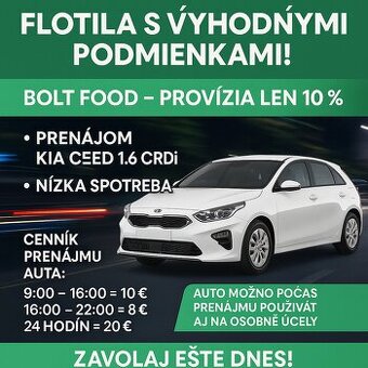 Hľadáme šoférov pre Bolt Food – flotila s výhodnými podmienk