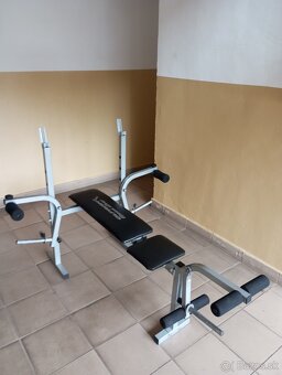 Multifunkčná lavička OLPRAN + veľká železná činka 50 kg-NOVÁ