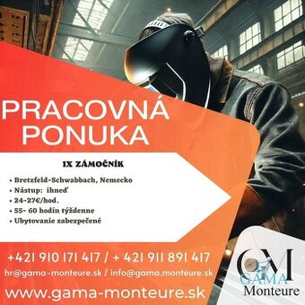 1 zámočník na montáž oceľových konštrukcií v Nemecku