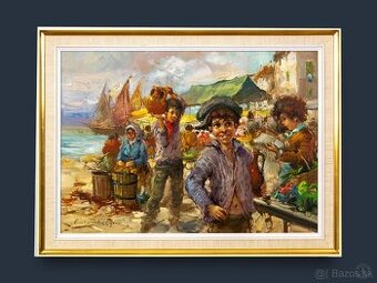 Trh , N.S.Esposito, olej na plátne, 800 × 600 mm