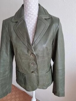 olivovozelené kožené sako Yessica veľ. 40