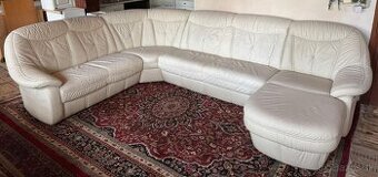 Světlá kožená sedačka do Účka, 4979