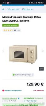 Mikrovlnná rúra Gorenje retro