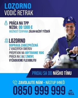 Vodič VZV sk. G - Lozorno - ubytko+doprava z BA / Záhorie