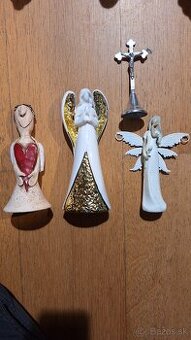 Tri anjelské figúrky + krížik ako darček