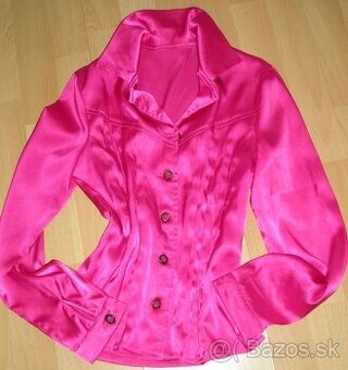 cyklamenová saténová blúza, S, NOVÁ