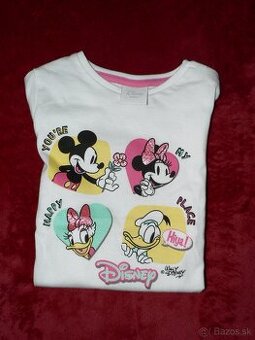 dievčenské biele tričko Disney 9-12 mesiacov