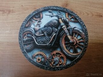 Plechová guľatá tabuľa Moto