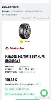Matador nové letné pneu