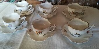 Porcelán 6 ks šálka a tanierik,