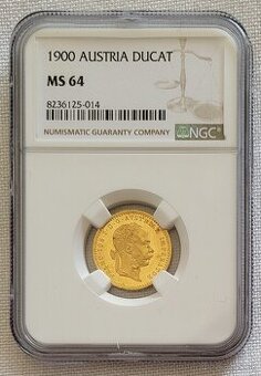 Zlatý dukát Franz Jozef I., 1900, NGC MS64