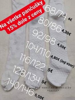 Nové pančušky pre dievčatá aj chlapcov veľkosti 56-150