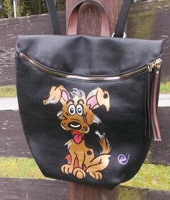 Ručne maľovaný batoh/plecniak/ruksak "Pes"