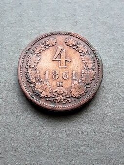 4 grajciar 1861 E, vzácny