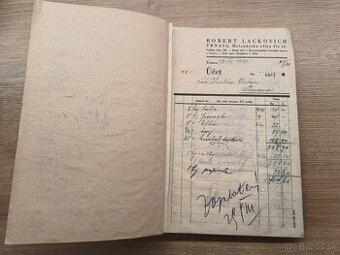 účtovná kniha Robert Lackovich Trnava 1941