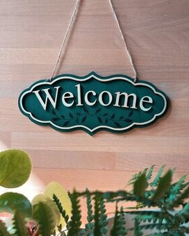 🌿 Drevená tabuľka „Welcome“